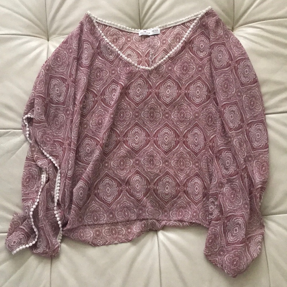 Hollister Maroon Chiffon Poncho